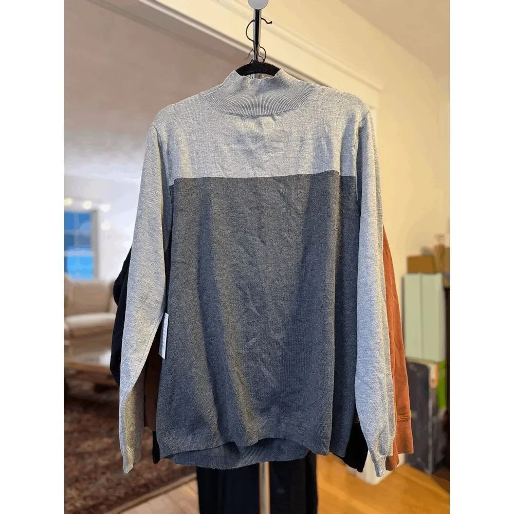 Eloquii Colorblock Sweater cutout mock turtleneck NWT